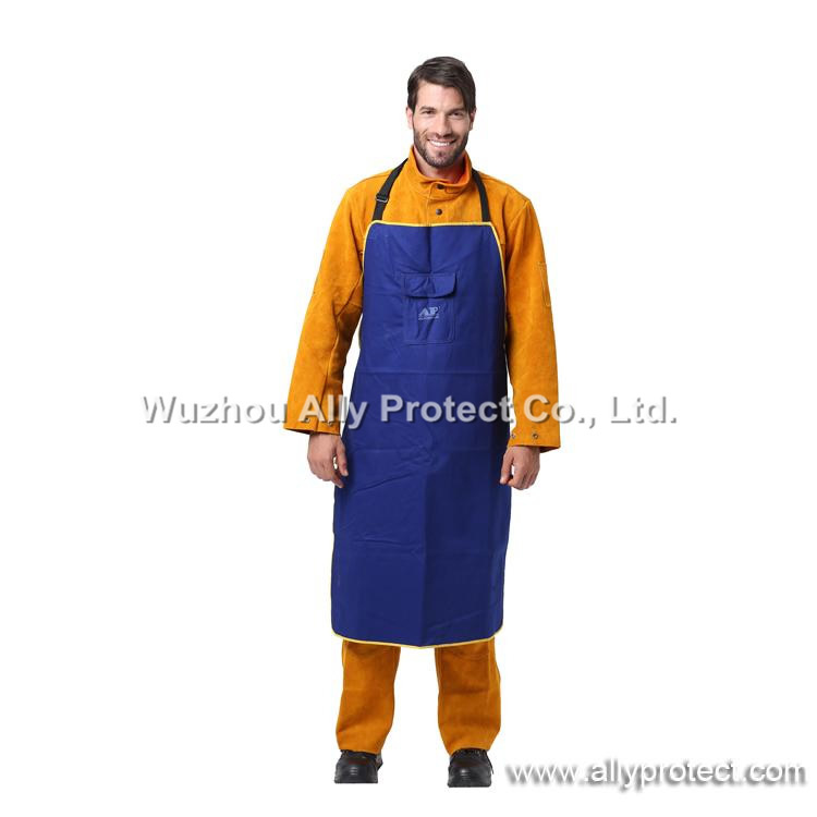 AP-7036 Blue FR Sateen Bib Apron